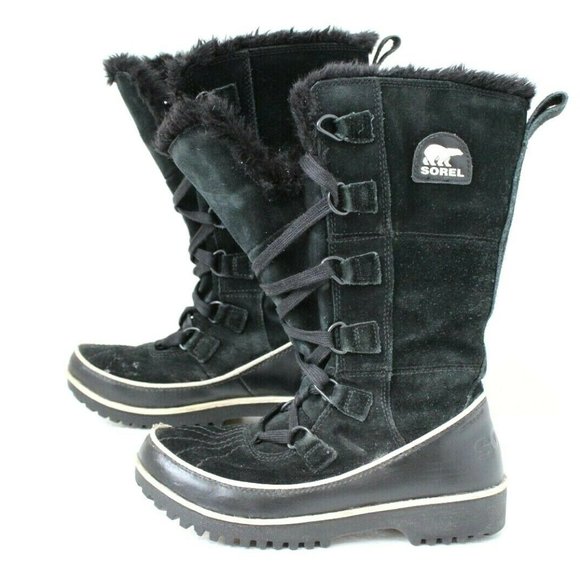 Sorel Women's Size 6 Tivoli High II Black Winter Suede Boot Faux Fur NL2093-010 - Picture 3 of 8